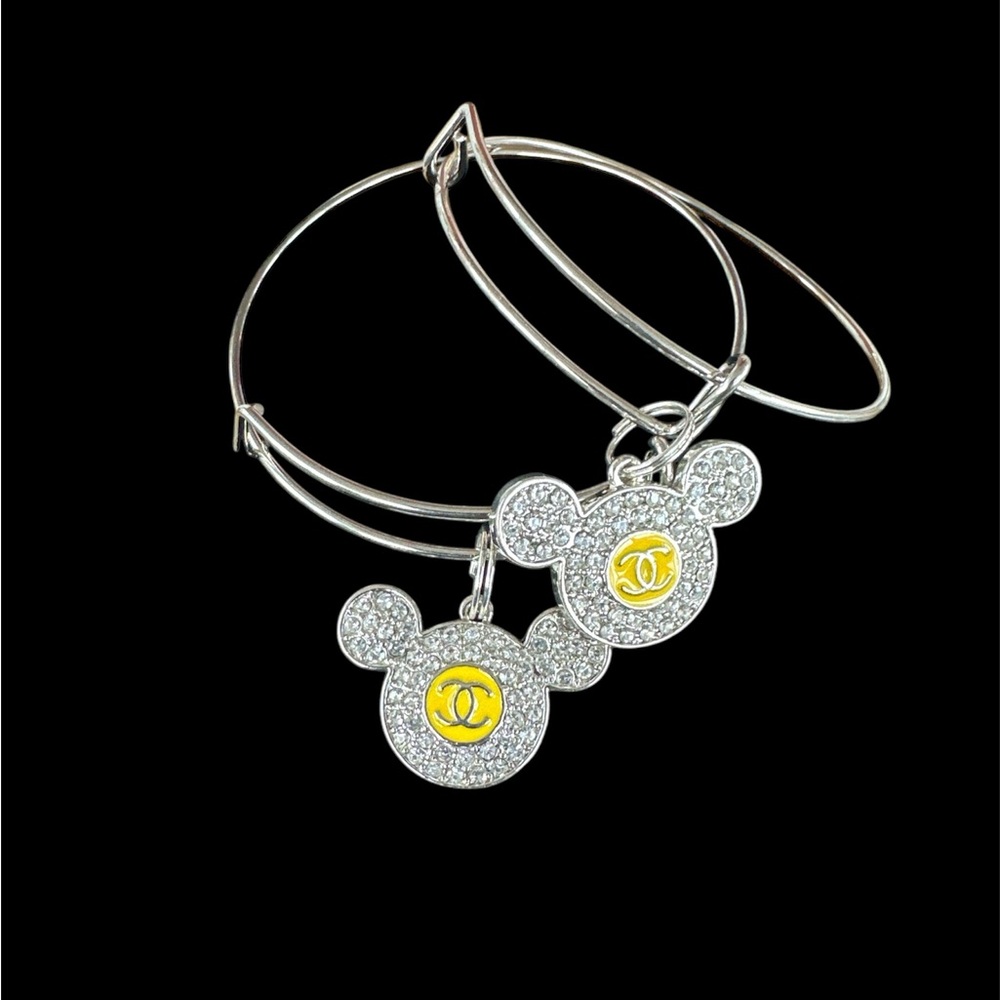 NWOT!Bundle of 2 Silver Mickey Mouse Fashionable Charm Bracelets